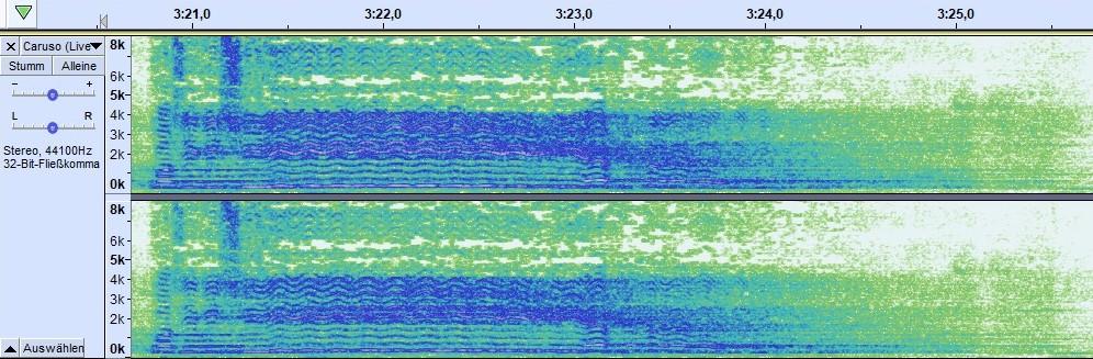 Abbildung 1: Spektrogramm des Operatic Pop Songs „Caruso“ von Luciano Pavarotti